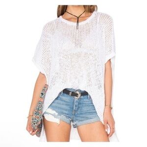 JAMES PERSE Women's Open Knit Short Sleeve Poncho Top Sweater Sz 1 M Oversized